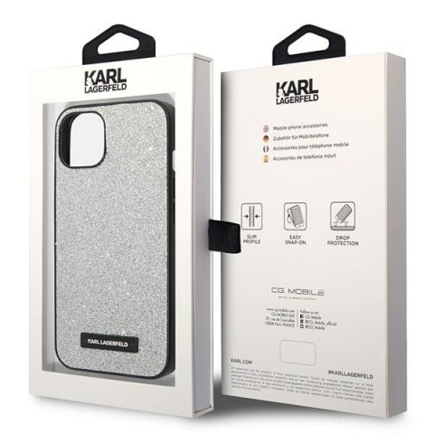 Karl Lagerfeld KLHCP14SG2ELS iPhone 14 6,1" hardcase srebrny/silver Glitter Plaque Logo