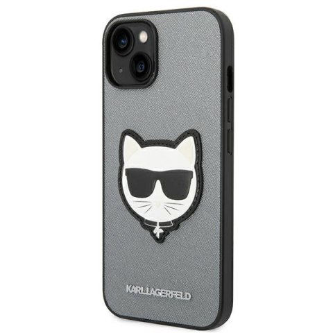 Karl Lagerfeld KLHCP14SSAPCHG iPhone 14 6,1" hardcase srebrny/silver Saffiano Choupette Head Patch