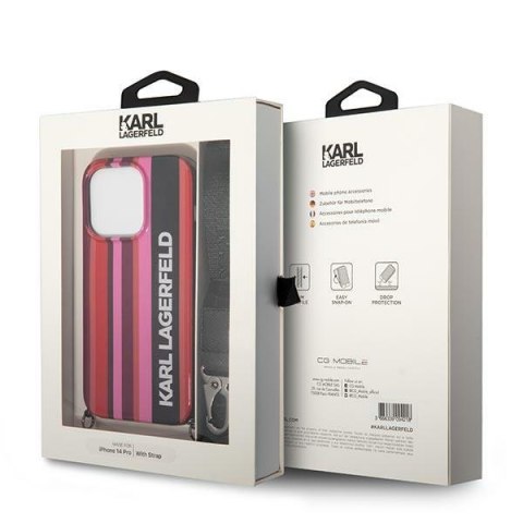 Karl Lagerfeld KLHCP14XSTSTP iPhone 14 Pro Max 6,7" hardcase różowy/pink Color Stripes Strap