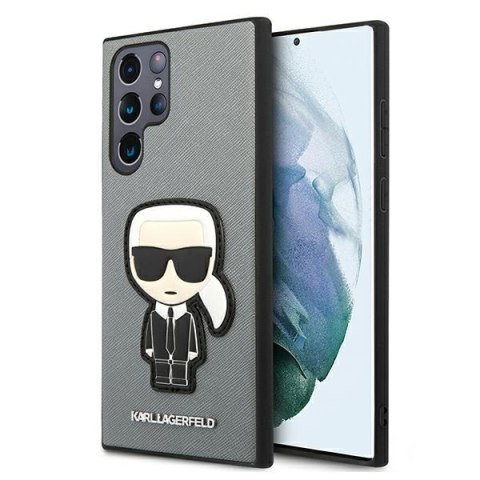 Karl Lagerfeld KLHCS22LOKPG S908 S22 Ultra srebrny/silver hardcase Saffiano Ikonik Karl`s Patch