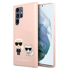 Karl Lagerfeld KLHCS22LSSKCI S22 Ultra S908 hardcase jasnoróżowy/light pink Silicone Ikonik Karl & Choupette