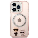 Karl Lagerfeld KLHMP14LHKCP iPhone 14 Pro 6,1" hardcase różowy/pink Karl & Choupette Aluminium Magsafe