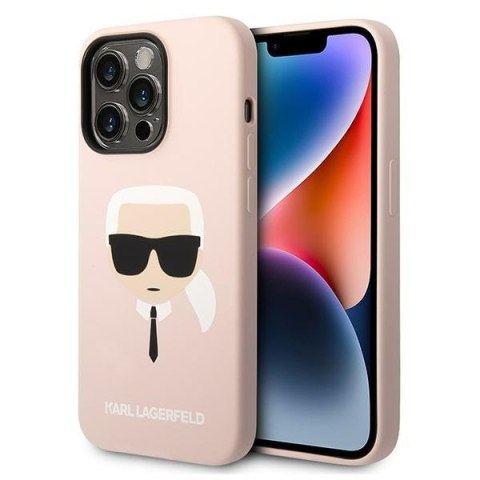 Karl Lagerfeld KLHMP14XSLKHLP iPhone 14 Pro Max 6,7" hardcase jasnoróżowy/light pink Silicone Karl`s Head Magsafe