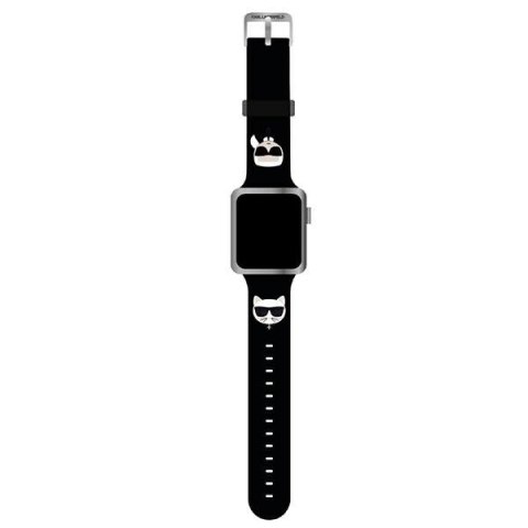 Karl Lagerfeld Pasek KLAWLSLCKK Apple Watch 42/44/45/49mm czarny/black strap Silicone Karl & Choupette Heads