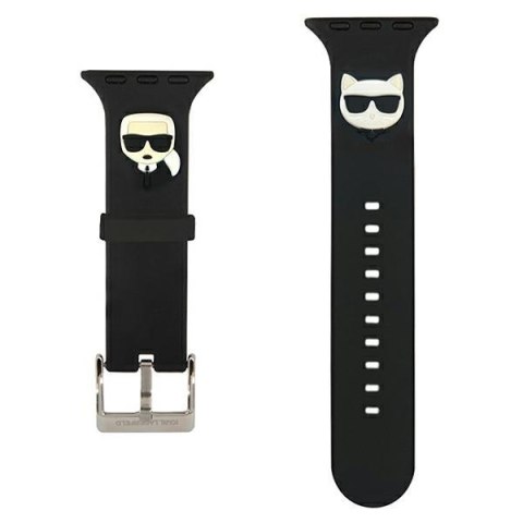 Karl Lagerfeld Pasek KLAWLSLCKK Apple Watch 42/44/45/49mm czarny/black strap Silicone Karl & Choupette Heads