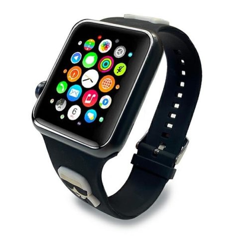 Karl Lagerfeld Pasek KLAWLSLCKK Apple Watch 42/44/45/49mm czarny/black strap Silicone Karl & Choupette Heads