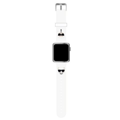 Karl Lagerfeld Pasek KLAWLSLCKW Apple Watch 42/44/45mm biały/white strap Silicone Karl & Choupette Heads