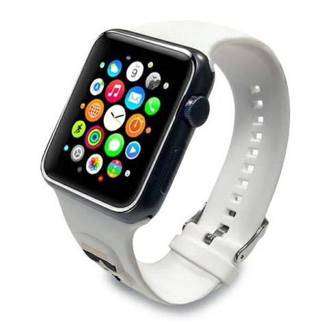 Karl Lagerfeld Pasek KLAWMSLKW Apple Watch 38/40/41mm biały/white strap Silicone Karl Heads