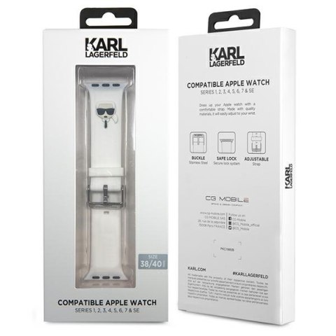 Karl Lagerfeld Pasek KLAWMSLKW Apple Watch 38/40/41mm biały/white strap Silicone Karl Heads