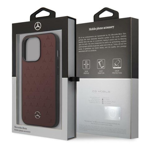 Mercedes MEHCP13LPSQRE iPhone 13 Pro / 13 6,1" czerwony/red hardcase Leather Stars Pattern