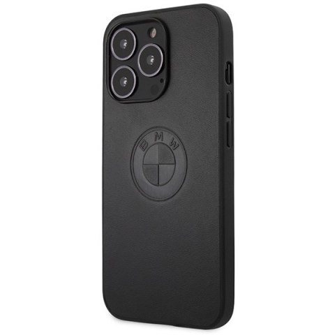 Etui BMW BMHCP13LREELK iPhone 13 Pro / 13 6.1" czarny/black hardcase Leather Emboss