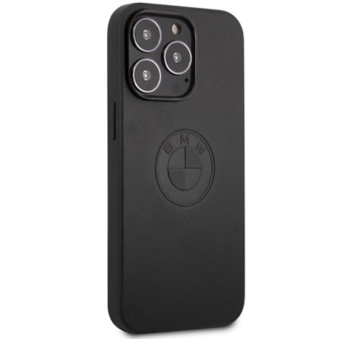 Etui BMW BMHCP13LREELK iPhone 13 Pro / 13 6.1" czarny/black hardcase Leather Emboss