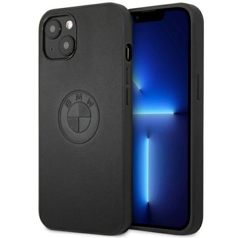 Etui BMW BMHCP13MREELK iPhone 13 6.1" czarny/black hardcase Leather Emboss