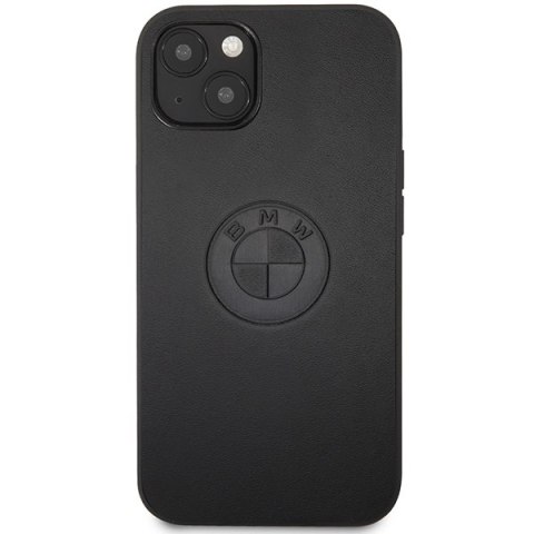 Etui BMW BMHCP13MREELK iPhone 13 6.1" czarny/black hardcase Leather Emboss