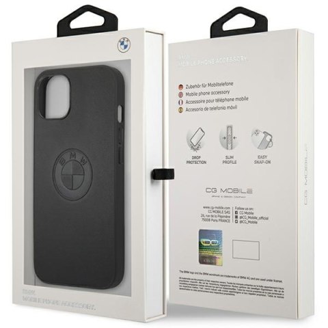 Etui BMW BMHCP13MREELK iPhone 13 6.1" czarny/black hardcase Leather Emboss