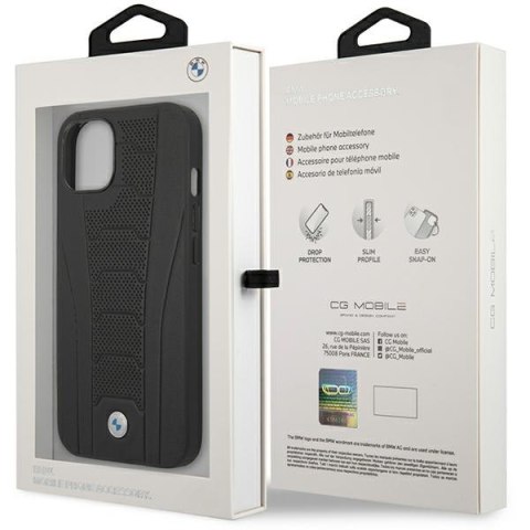 Etui BMW BMHCP13MRPSLK iPhone 13 6,1" czarny/black hardcase Leather Debossed Lines