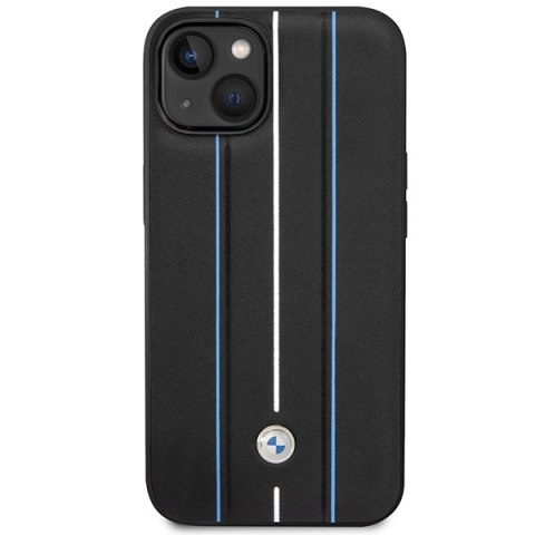 Etui BMW BMHCP14S22RVSK iPhone 14 6.1" czarny/black hardcase Leather Stamp Blue Lines