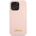 Guess GUHCP13XLSLMGLP iPhone 13 Pro Max 6.7" jasnoróżowy/light pink hardcase Silicone Script Gold Logo