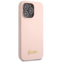 Guess GUHCP13XLSLMGLP iPhone 13 Pro Max 6.7" jasnoróżowy/light pink hardcase Silicone Script Gold Logo