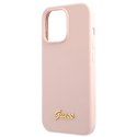 Guess GUHCP13XLSLMGLP iPhone 13 Pro Max 6.7" jasnoróżowy/light pink hardcase Silicone Script Gold Logo