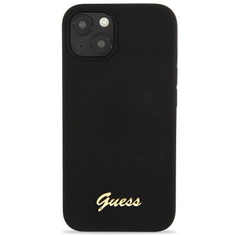 Guess GUHCP13MLSLMGBK iPhone 13 6,1" black/czarny hardcase Silicone Script Gold Logo