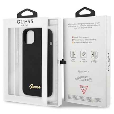 Guess GUHCP13MLSLMGBK iPhone 13 6,1" black/czarny hardcase Silicone Script Gold Logo