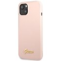 Guess GUHCP13MLSLMGLP iPhone 13 / 14 / 15 6.1" jasnoróżowy/light pink hardcase Silicone Script Gold Logo
