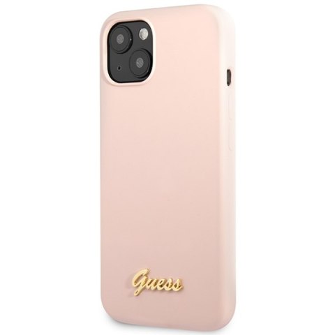 Guess GUHCP13MLSLMGLP iPhone 13 / 14 / 15 6.1" jasnoróżowy/light pink hardcase Silicone Script Gold Logo