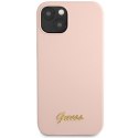 Guess GUHCP13MLSLMGLP iPhone 13 / 14 / 15 6.1" jasnoróżowy/light pink hardcase Silicone Script Gold Logo