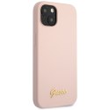 Guess GUHCP13MLSLMGLP iPhone 13 / 14 / 15 6.1" jasnoróżowy/light pink hardcase Silicone Script Gold Logo