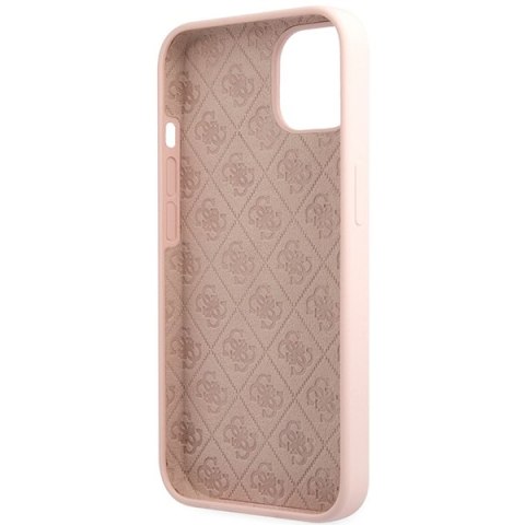 Guess GUHCP13MLSLMGLP iPhone 13 / 14 / 15 6.1" jasnoróżowy/light pink hardcase Silicone Script Gold Logo