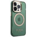 Guess GUHMP14XHTCMA iPhone 14 Pro Max 6,7" zielony/khaki hard case Gold Outline Translucent MagSafe