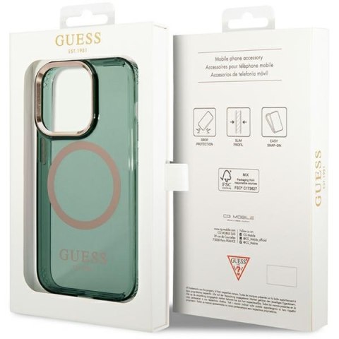 Guess GUHMP14XHTCMA iPhone 14 Pro Max 6,7" zielony/khaki hard case Gold Outline Translucent MagSafe
