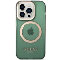 Guess GUHMP14LHTCMA iPhone 14 Pro 6.1" zielony/khaki hard case Gold Outline Translucent MagSafe