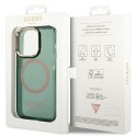 Guess GUHMP14LHTCMA iPhone 14 Pro 6.1" zielony/khaki hard case Gold Outline Translucent MagSafe