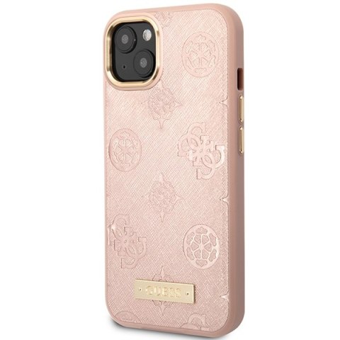 Guess GUHMP14SSAPSTP iPhone 14 6,1" różowy/pink hardcase Peony Logo Plate MagSafe