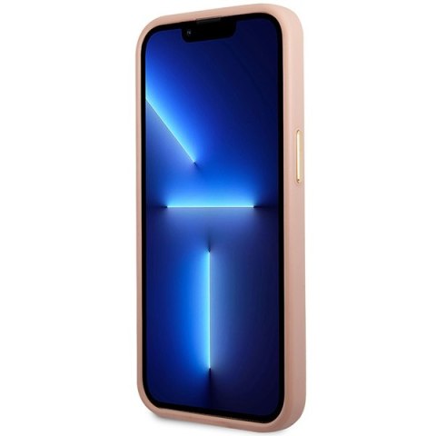 Guess GUHMP14SSAPSTP iPhone 14 6,1" różowy/pink hardcase Peony Logo Plate MagSafe