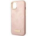 Guess GUHMP14SSAPSTP iPhone 14 6,1" różowy/pink hardcase Peony Logo Plate MagSafe