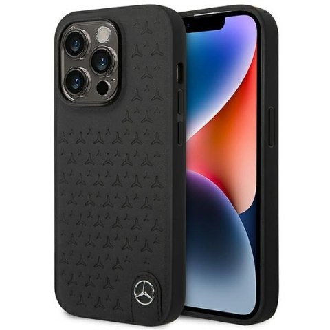 Mercedes MEHCP14L8REMPK iPhone 14 Pro 6.1" czarny/black hardcase Leather Stars Pattern