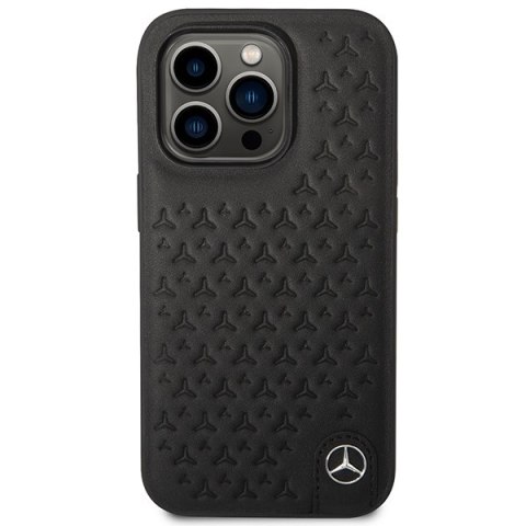 Mercedes MEHCP14L8REMPK iPhone 14 Pro 6.1" czarny/black hardcase Leather Stars Pattern