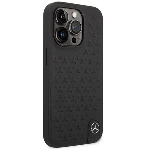 Mercedes MEHCP14L8REMPK iPhone 14 Pro 6.1" czarny/black hardcase Leather Stars Pattern
