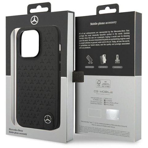 Mercedes MEHCP14L8REMPK iPhone 14 Pro 6.1" czarny/black hardcase Leather Stars Pattern