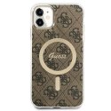 Zestaw Guess GUBPN61H4EACSW Case+Charger iPhone 11 6,1" brązowy/brown hard case 4G Print MagSafe