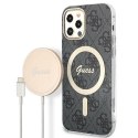 Zestaw Guess GUBPP12MH4EACSK Case+ Charger iPhone 12/12 Pro czarny/black hard case 4G Print MagSafe