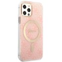 Zestaw Guess GUBPP12MH4EACSP Case+ Charger iPhone 12/12 Pro różowy/pink hard case 4G Print MagSafe