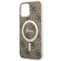 Zestaw Guess GUBPP12MH4EACSW Case+ Charger iPhone 12/12 Pro brązowy/brown hard case 4G Print MagSafe