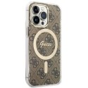 Zestaw Guess GUBPP13XH4EACSW Case+ Charger iPhone 13 Pro Max brązowy/brown hard case 4G Print MagSafe