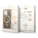 Zestaw Guess GUBPP13LH4EACSW Case+ Charger iPhone 13 Pro brązowy/brown hard case 4G Print MagSafe