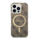 Zestaw Guess GUBPP14XH4EACSW Case+ Charger iPhone 14 Pro Max 6,7" brązowy/brown hard case 4G Print MagSafe