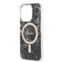 Zestaw Guess GUBPP14XHMEACSK Case+ Charger iPhone 14 Pro Max 6,7" czarny/black hard case Marble MagSafe